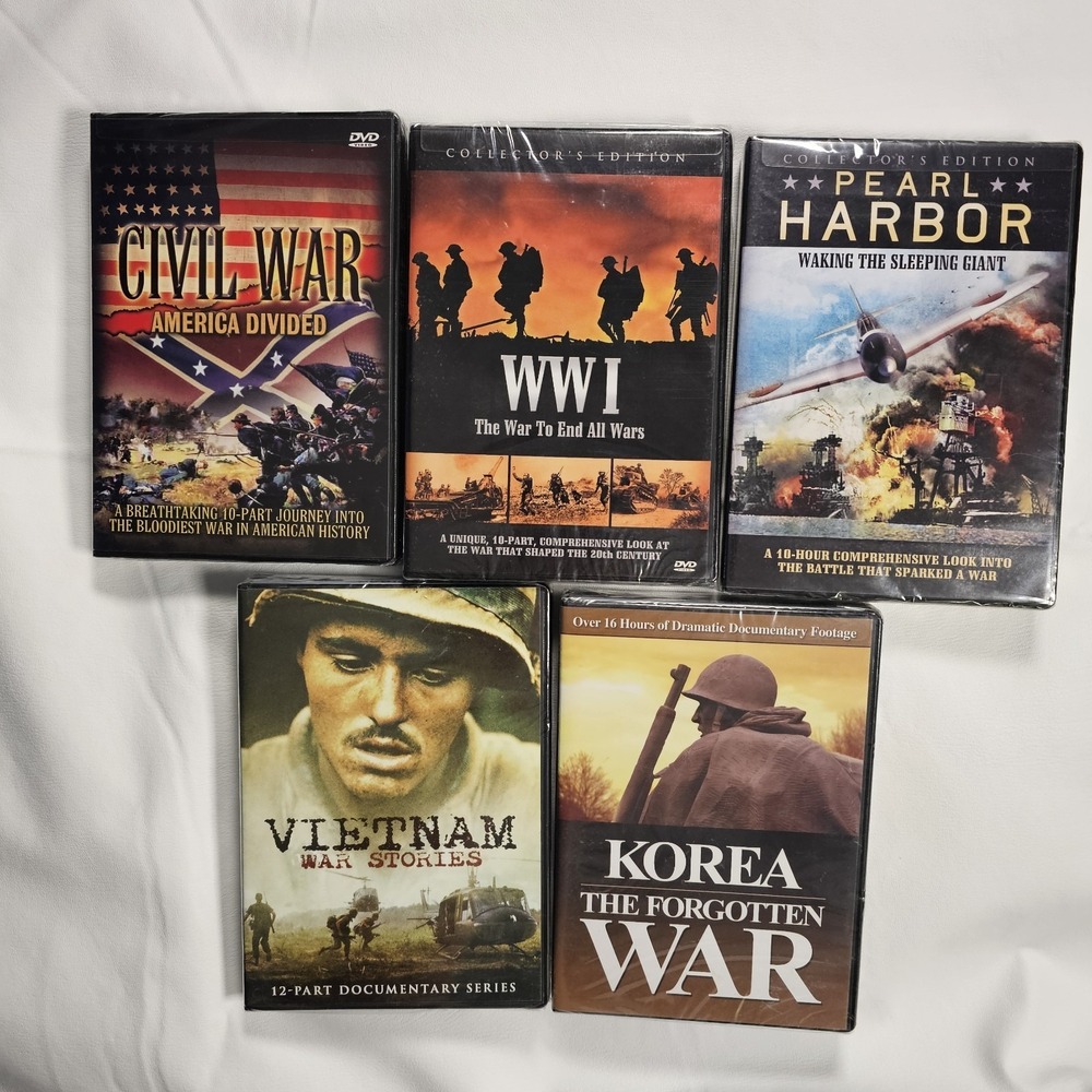 Sealed War Documentary DVD Lot WWI Vietnam Korea Pearl Harbor Civil War